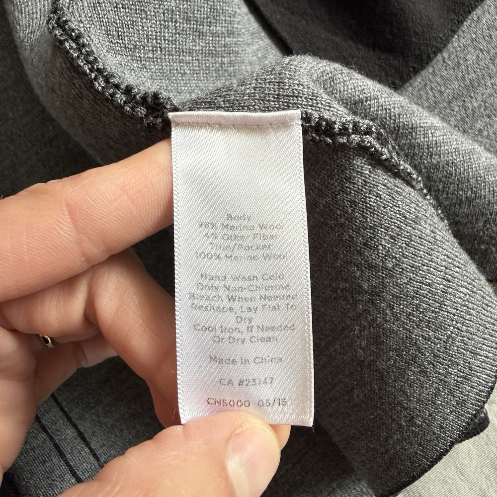 Talbots 100% Merino Wool Long Cardigan Sz L/XL Open Gray Quiet Luxury Minimalist - Picture 4 of 7